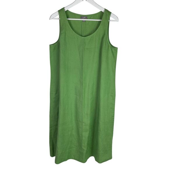 J. Jill Sleeveless Green Linen Dress size Medium - Picture 1 of 6